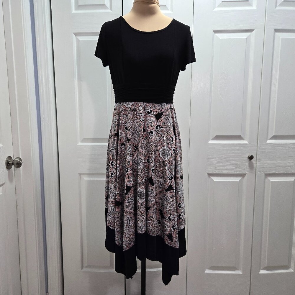 Asymmetrical Paisley Handkerchief Dress Medium Perceptions New York